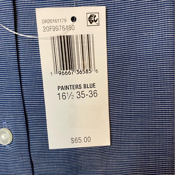 Van Heusen Dress Shirt Tan 16 1/2 Neck 35/36 Sleeve Retail $65 Painters Blue - Picture 3 of 3